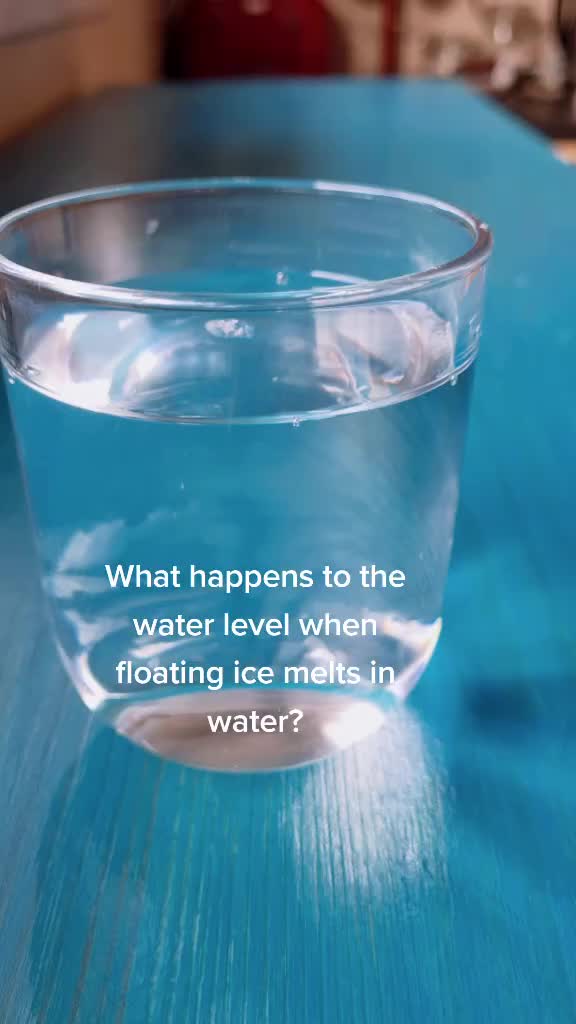 Experiment on what happens when floating ice melts in water #geography #timelapse  #science  #teacher  #teachersoftiktok #edutok