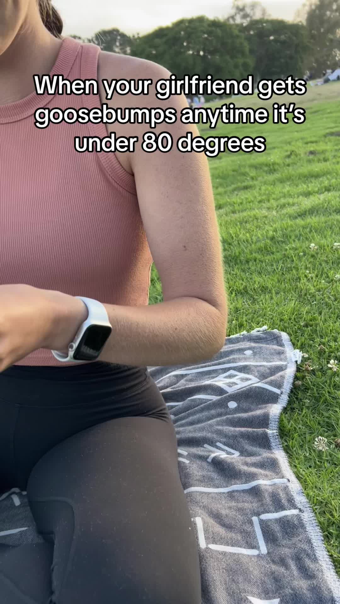 Can you tell she gets cold easily? #girlfriend #cold #couple #funny #summer #viral #fyp #tiktok #love #goosebumps