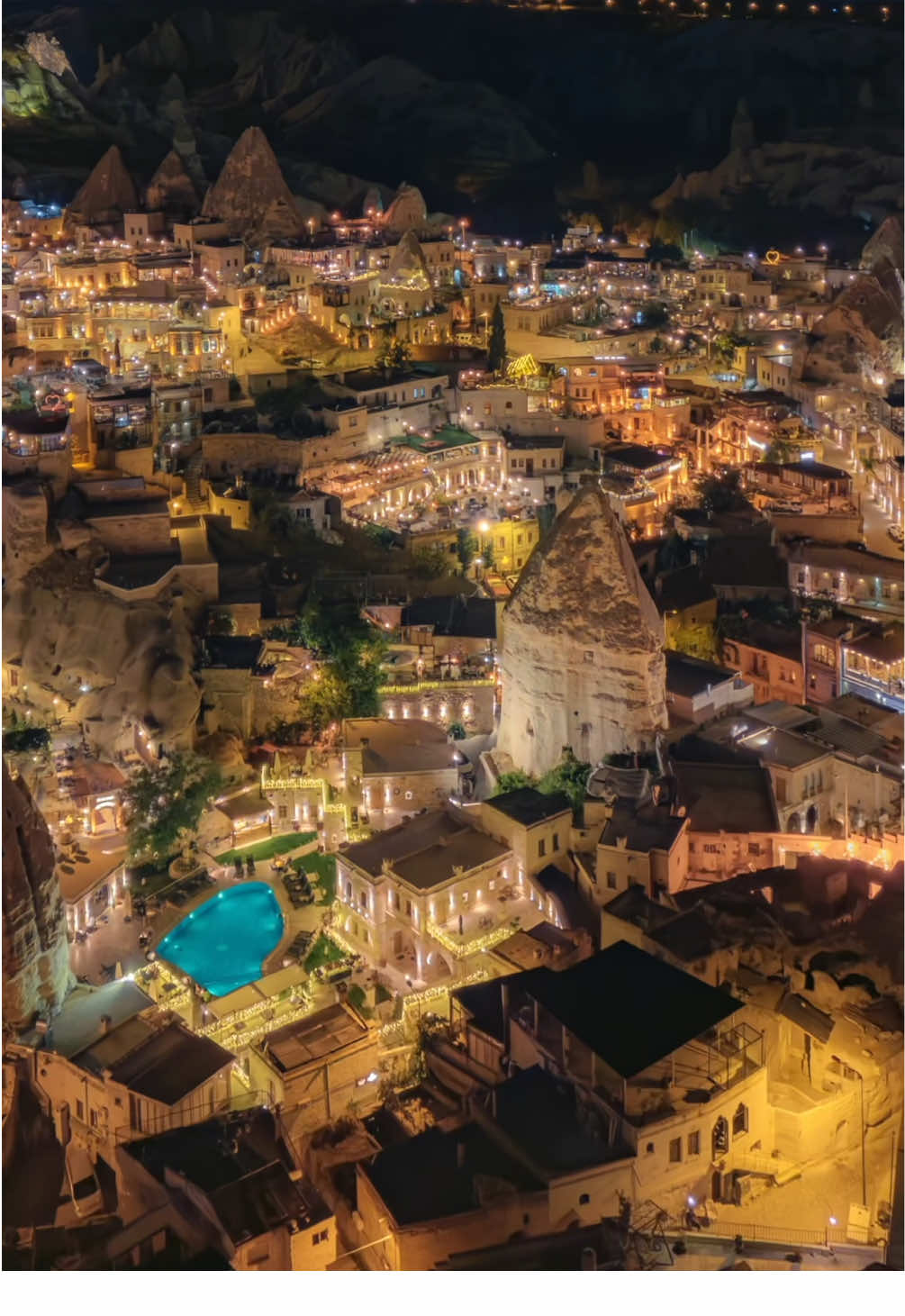 📍Goreme, Cappadocia, T&uuml;rkiye 🇹🇷  Cappadocia nights, the magic of lights glowing in silence. ✨ #cappadocia #kapadokya #t&uuml;rkiye #got&uuml;rkiye