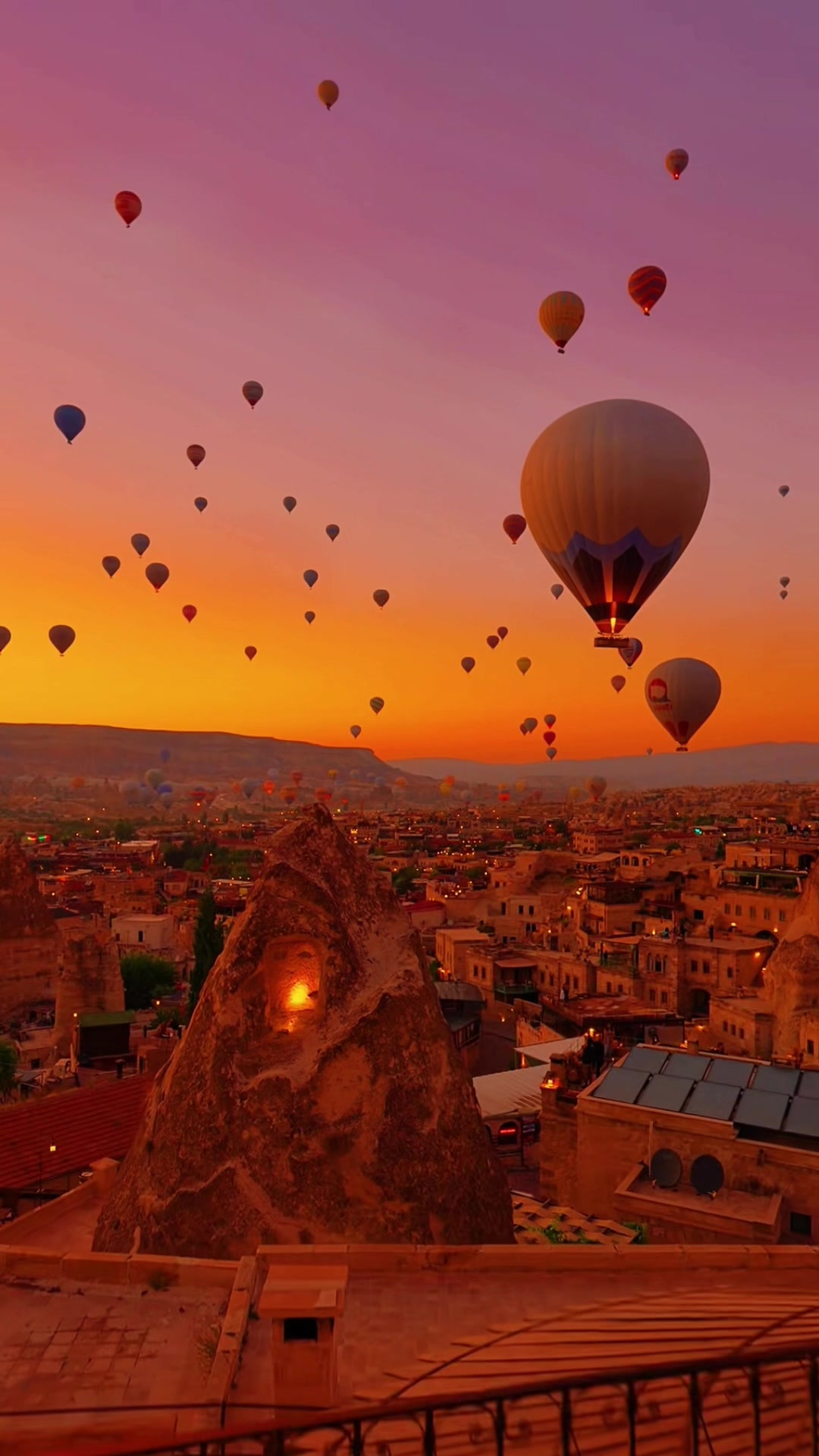 Cappadocia, Turkey Hot air balloons fly around 300 days a year #views #foryou #beauty #city #sunset