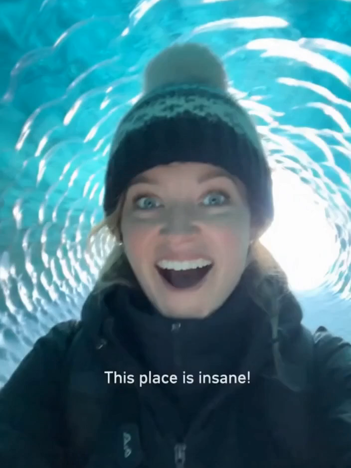 Walking inside Europe's largest glacier 🧊🇮🇸 Vatnaj&ouml;kull Ice Cave, Iceland &mdash; the blue color comes from 1,000-year-old compressed ice filtering light. These natural caves only form in winter and change shape every year. No two visits are the same.  #VatnajokullIceCave #Iceland #IceCave #TravelTok #NatureCore